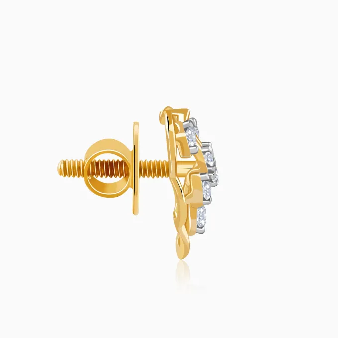 Gold Crystal Lure Lab Grown Diamond Stud Earrings