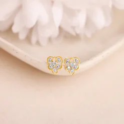 Gold Crystal Lure Lab Grown Diamond Stud Earrings