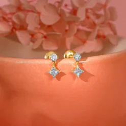 Gold Cubic Glow Diamond Earrings