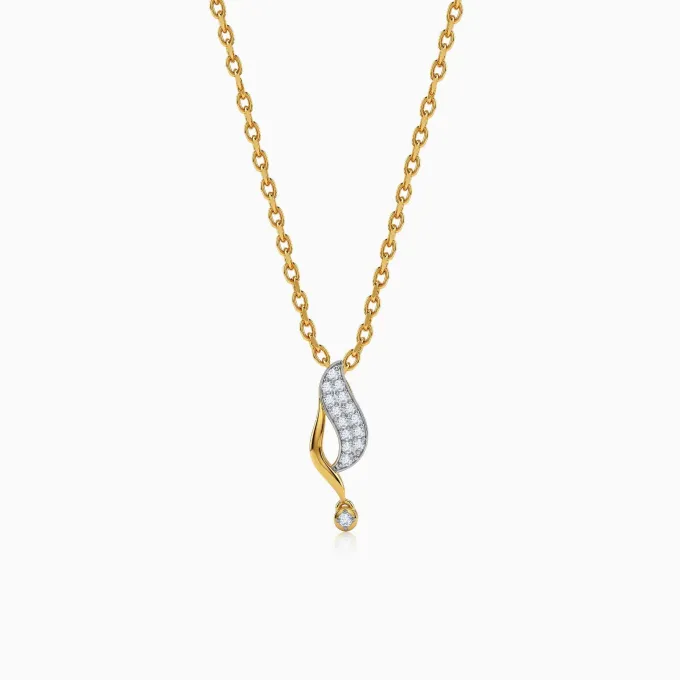Gold Curvefall Lab Grown Diamond Pendant