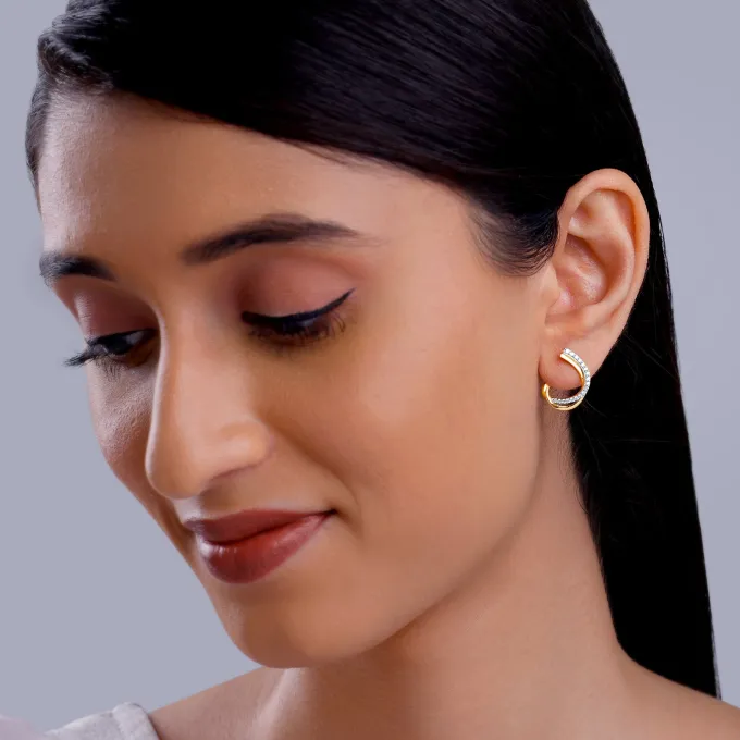 Gold Diana J-hoop Lab Grown Diamond Earrings