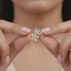 Gold Double Bloom Lab Grown Diamond Ring (Size 12)