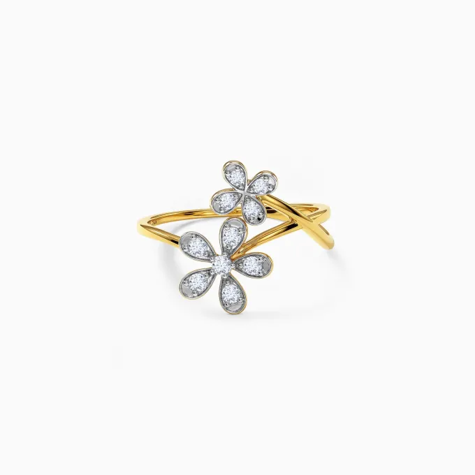 Gold Double Bloom Lab Grown Diamond Ring (Size 12)