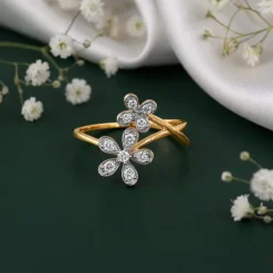 Gold Double Bloom Lab Grown Diamond Ring (Size 12)