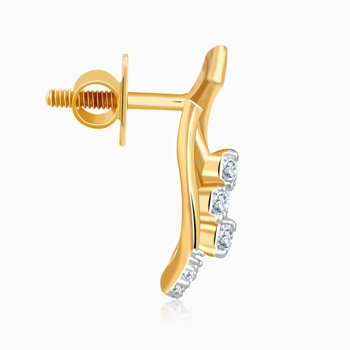 Gold Dropping Ray Lab Grown Diamond Earrings