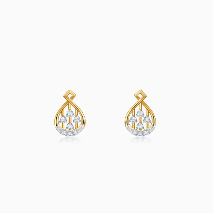 Gold Dropping Ray Lab Grown Diamond Earrings