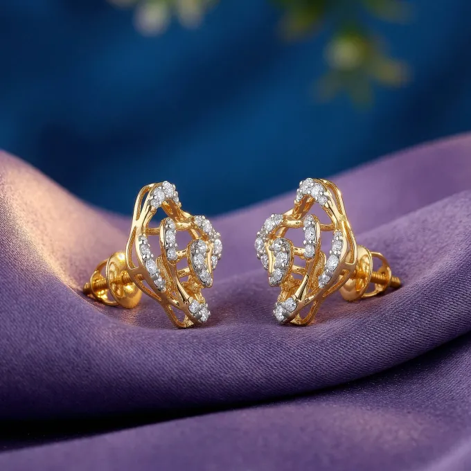 Gold Elan Clover Lab Grown Diamond Earrings