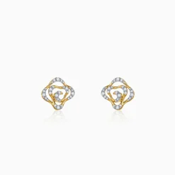 Gold Elan Clover Lab Grown Diamond Earrings