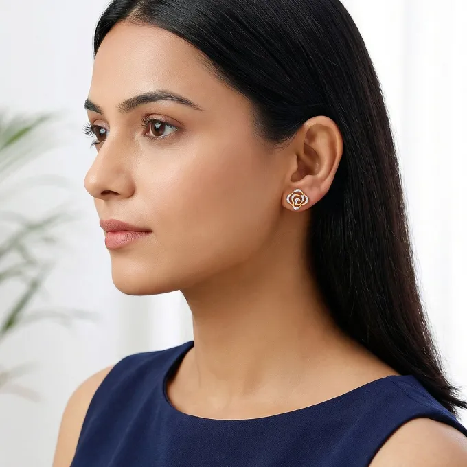 Gold Elan Clover Lab Grown Diamond Earrings