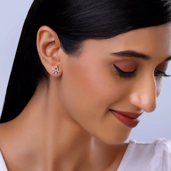 Gold Elegant Flora Diamond Earrings