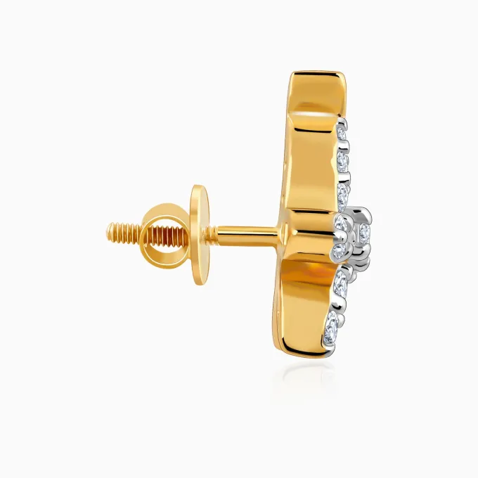 Gold Elegant Flora Diamond Earrings