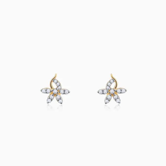 Gold Elegant Flora Diamond Earrings