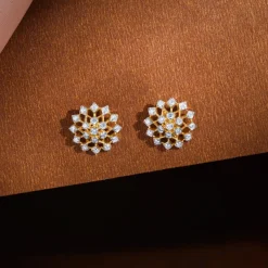 Gold Elegant Starbust Lab Grown Diamond Earrings