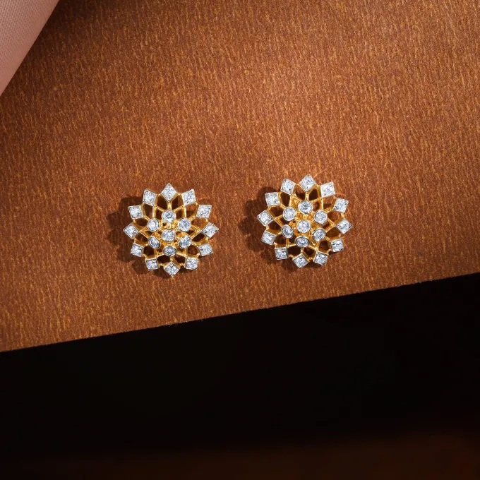 Gold Elegant Starbust Lab Grown Diamond Earrings