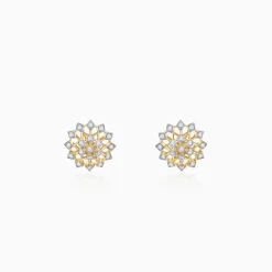 Gold Elegant Starbust Lab Grown Diamond Earrings