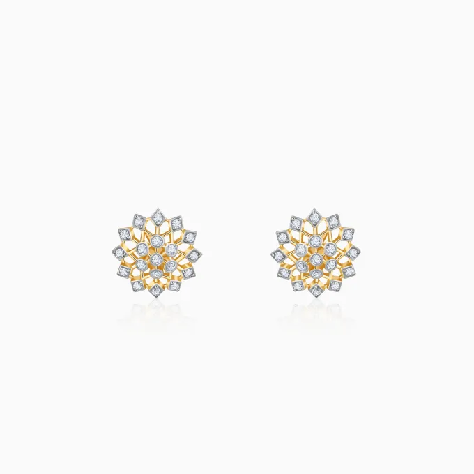 Gold Elegant Starbust Lab Grown Diamond Earrings