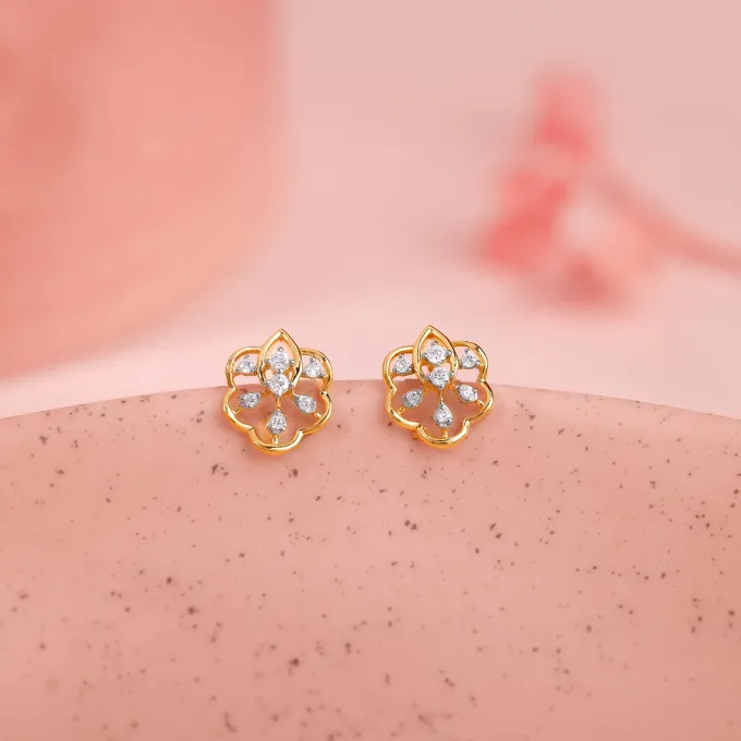 Gold Elvara Lab Grown Diamonds Stud Earrings