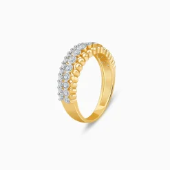 Gold Faux Stack Bezel Lab Grown Diamond Ring