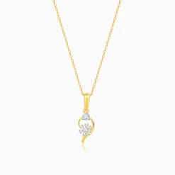 Gold Feathery Elegance Diamond Pendant