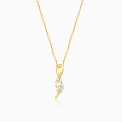Gold Feathery Elegance Diamond Pendant