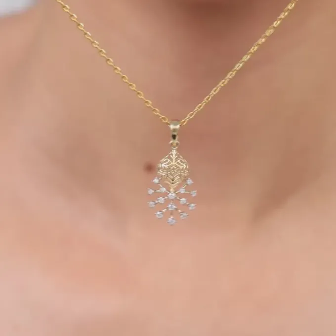 Gold Fireworks Lab Grown Diamond Pendant