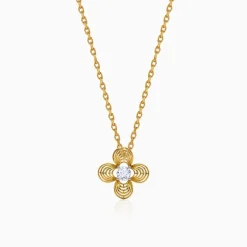 Gold Fleur Halo Lab Grown Diamond Pendant