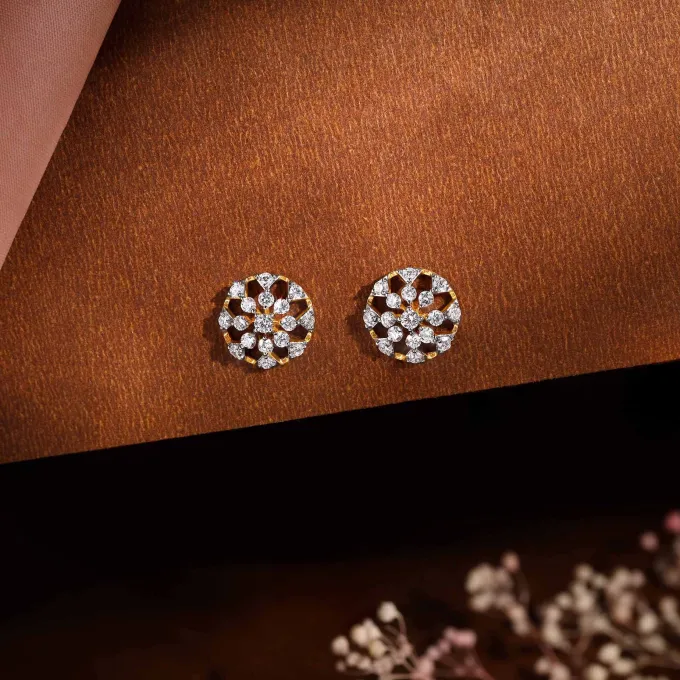 Gold Floral Aroha Lab Grown Diamond Studs
