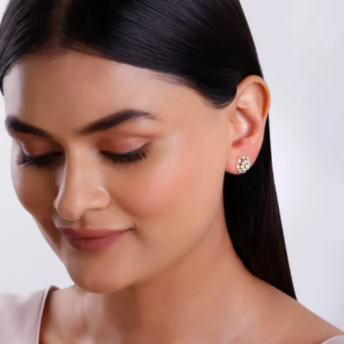 Gold Floral Aroha Lab Grown Diamond Studs