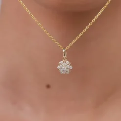 Gold Floral Aura Lab Grown Diamond Pendant