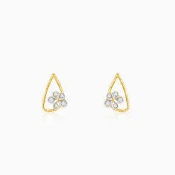 Gold Floral Bloom Lab Grown Diamond Earrings