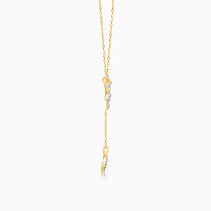 Gold Floral Drop Lab Grown Diamond Necklace