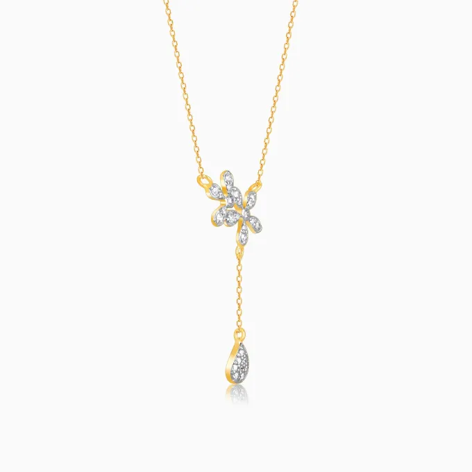 Gold Floral Drop Lab Grown Diamond Necklace