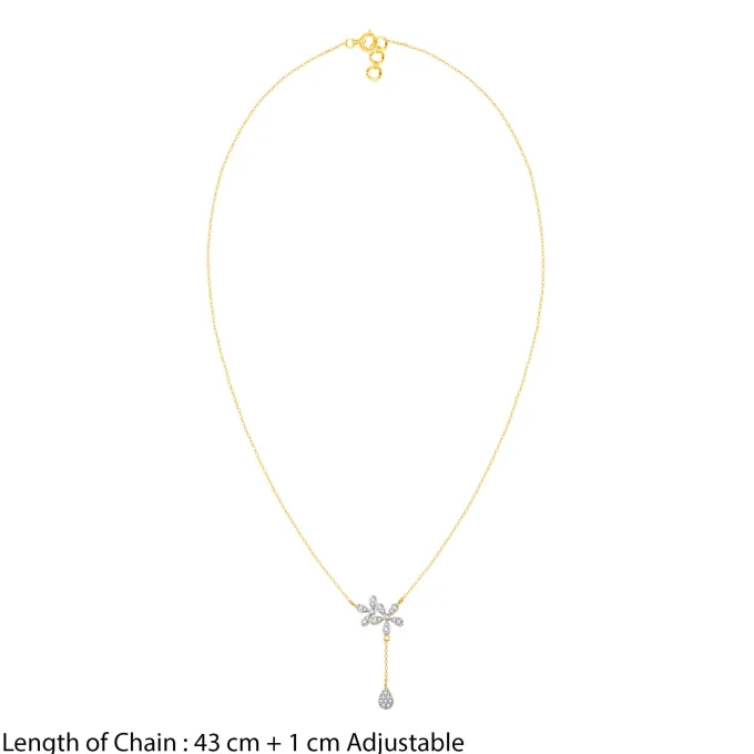 Gold Floral Drop Lab Grown Diamond Necklace