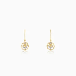 Gold Floral Glimmer Diamond Earrings