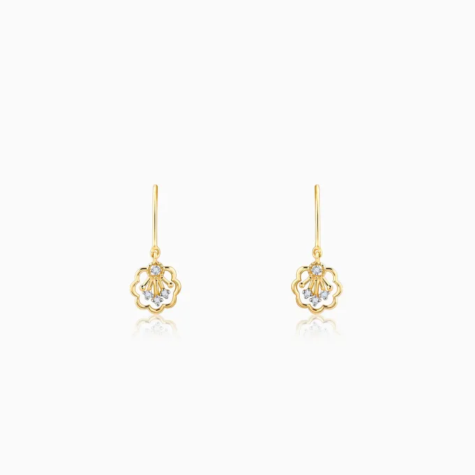 Gold Floral Glimmer Diamond Earrings