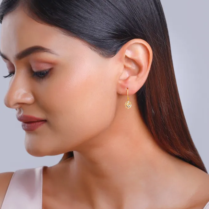 Gold Floral Glimmer Diamond Earrings