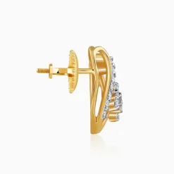 Gold Floral Shell Lab Grown Diamond Earrings