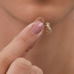 Gold Floral Shell Lab Grown Diamond Earrings