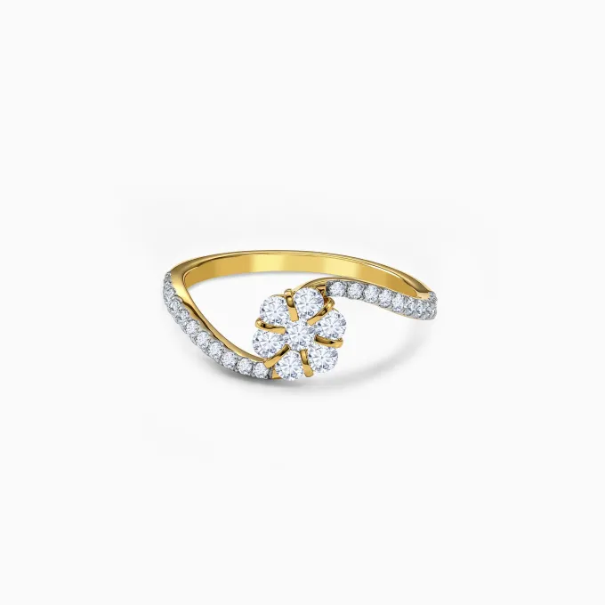 Gold Flower Lab Grown Diamond Ring (Size 12)
