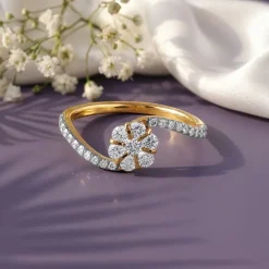 Gold Flower Lab Grown Diamond Ring (Size 12)