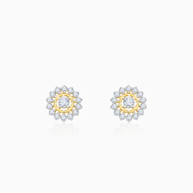 Gold Flower Power Lab Grown Diamond Stud Earrings