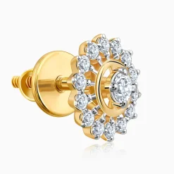 Gold Flower Power Lab Grown Diamond Stud Earrings