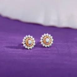 Gold Flower Power Lab Grown Diamond Stud Earrings