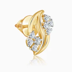 Gold Flower Wave Lab Grown Diamond Earrings
