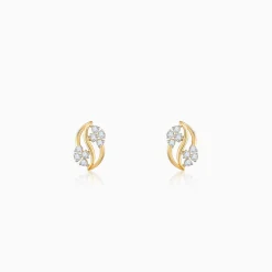 Gold Flower Wave Lab Grown Diamond Earrings