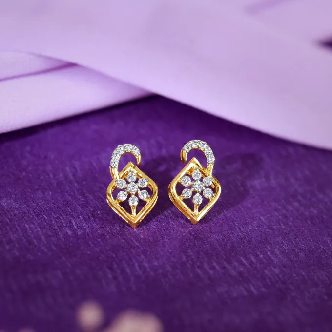 Gold Frostshell Lab Grown Diamond Earrings