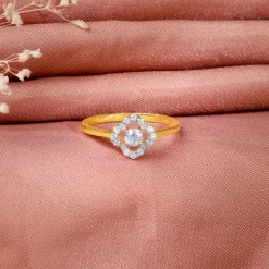 Gold Gilded Quatrefoil Lab Grown Diamond Ring
