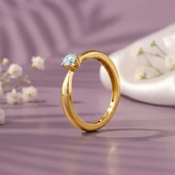 Gold Glowing Grace Solitaire Lab Grown Diamond Ring (Size 12)