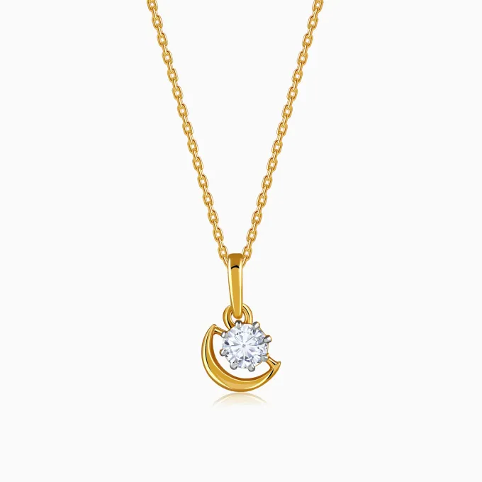 Gold Graceful Moon Lab Grown Diamond Pendant