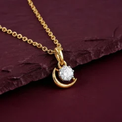 Gold Graceful Moon Lab Grown Diamond Pendant